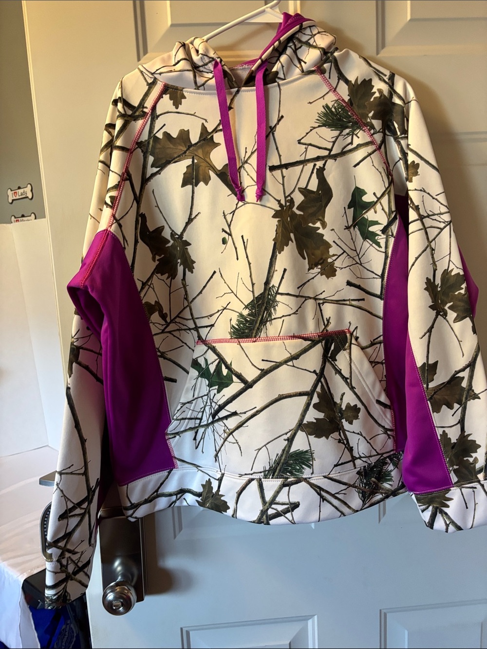 White Trail Crest Camo Hoodie with Pink Accent Panels